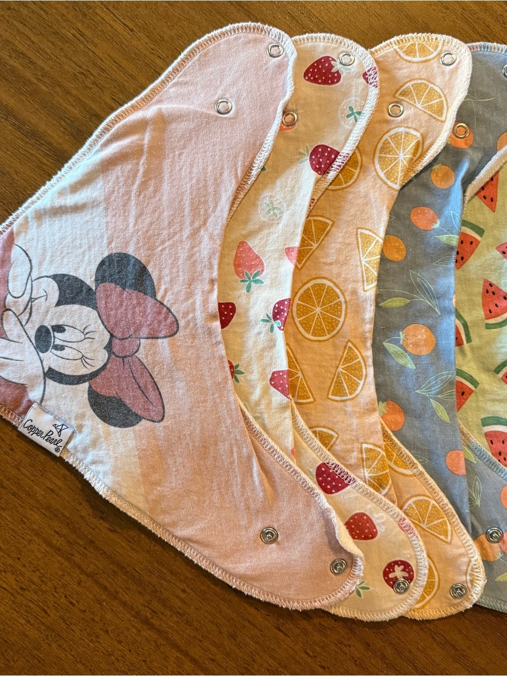 Pink Minnie Mouse Baby Bib Set with Fruit Prints
